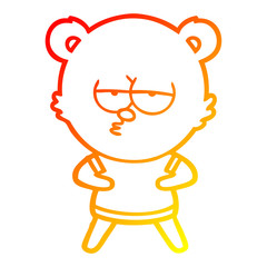 warm gradient line drawing bored polar bear cartoon