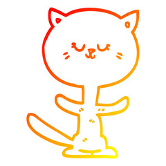 warm gradient line drawing cartoon dancing cat