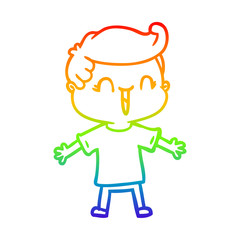 rainbow gradient line drawing cartoon laughing boy