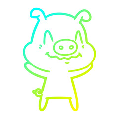 cold gradient line drawing nervous cartoon pig