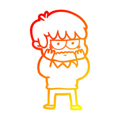 warm gradient line drawing annoyed cartoon boy