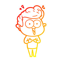 warm gradient line drawing cartoon staring man