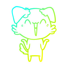 cold gradient line drawing happy little dog cartoon