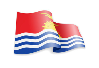 Kiribati flag in the wind. Flag on white vector illustration