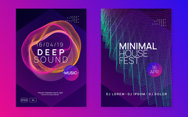 Night music. Dynamic fluid shape and line. Trendy show brochure set. Night music flyer. Electro dance dj. Electronic sound fest. Techno trance party. Club event poster.