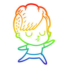 rainbow gradient line drawing cartoon woman
