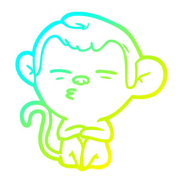 recommend clip art: cold gradient line drawing cartoon suspicious monkey