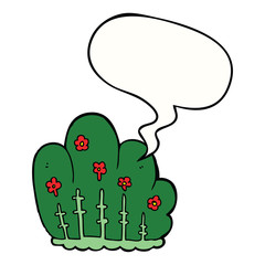 cartoon hedge and speech bubble