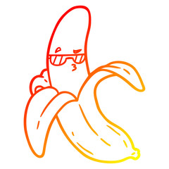 warm gradient line drawing cartoon banana