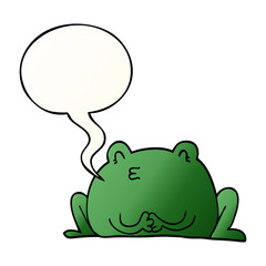 cute cartoon frog and speech bubble in smooth gradient style