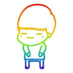 rainbow gradient line drawing cartoon smug boy
