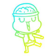 cold gradient line drawing happy cartoon robot