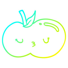cold gradient line drawing cartoon cute apple