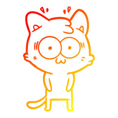 warm gradient line drawing cartoon surprised cat