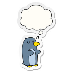 cartoon penguin and thought bubble as a printed sticker