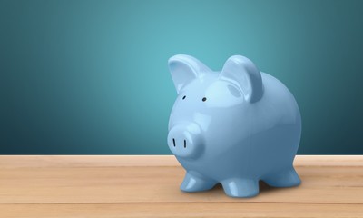 Piggy bank and  money on background