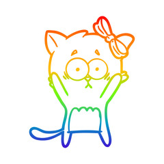 rainbow gradient line drawing cartoon cat