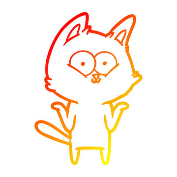 recommend clip art: warm gradient line drawing cartoon cat shrugging shoulders