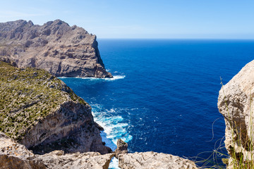Fototapeta na wymiar Cap de Formentor - famous nature landmark with amazing rocky coastline on Mallorca, Spain, Balearic island