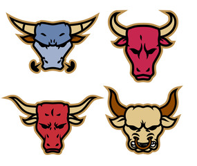 Head bull logo icon designs with chain on the neck vector.