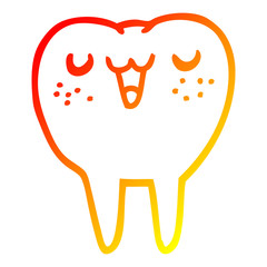warm gradient line drawing cartoon tooth