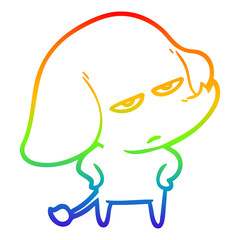 rainbow gradient line drawing annoyed cartoon elephant