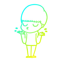 cold gradient line drawing cartoon calm boy