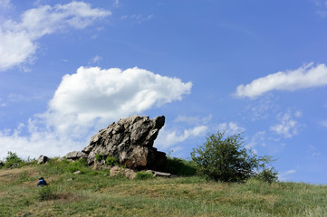 landscape with rocks and blue sky,Devils Wall.Harz