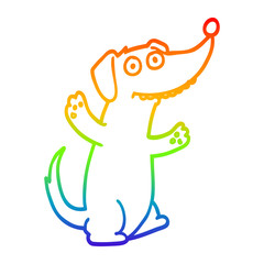rainbow gradient line drawing cartoon dog