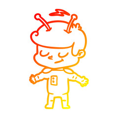 Obraz premium warm gradient line drawing friendly cartoon spaceman