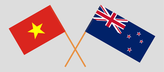 Crossed New Zealand and Vietnamese flags