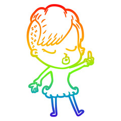 rainbow gradient line drawing cartoon pretty hipster girl