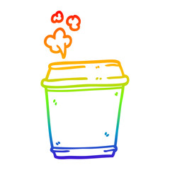 rainbow gradient line drawing cartoon coffee cup