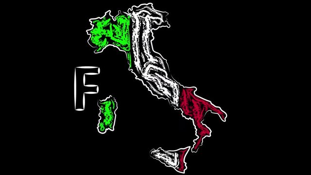 Animation Forli Italy. Coloring the map and flag