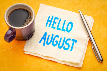 Hello August note on napkin