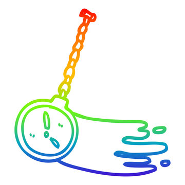 recommend clip art: rainbow gradient line drawing cartoon swinging gold watch