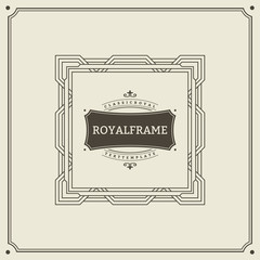 Invitation frame. Vintage ornament greeting card vector template. Retro wedding invitations, advertising or other design and place for text. Flourishes frame