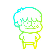 Obraz premium cold gradient line drawing happy cartoon man