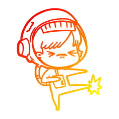 warm gradient line drawing cartoon astronaut woman
