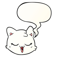 cartoon cat face and speech bubble in smooth gradient style