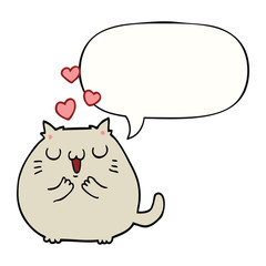 cute cartoon cat in love and speech bubble