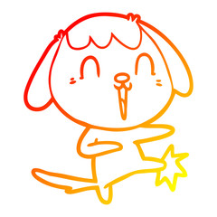 warm gradient line drawing cute cartoon dog