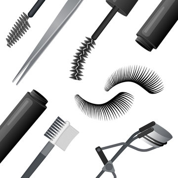 Illustrations of tools for eyelash extension. Vector