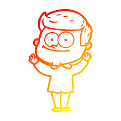warm gradient line drawing cartoon happy man