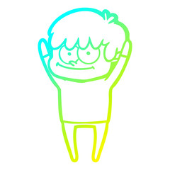 cold gradient line drawing happy cartoon man