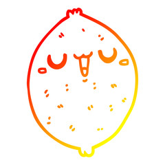 warm gradient line drawing cartoon happy lemon
