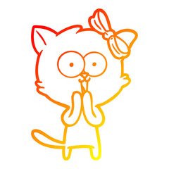 warm gradient line drawing cartoon cat