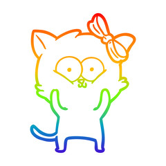 rainbow gradient line drawing cartoon cat