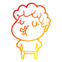 warm gradient line drawing cartoon man singing