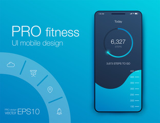 Fitness app. Ui ux design. UI design concept with web elements
